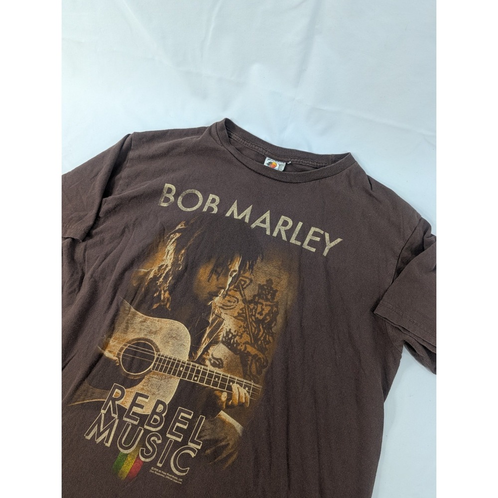 Zion Rootswear Bob Marley Brown Graphic Print 2008 T-Shirt Size L Bay Island